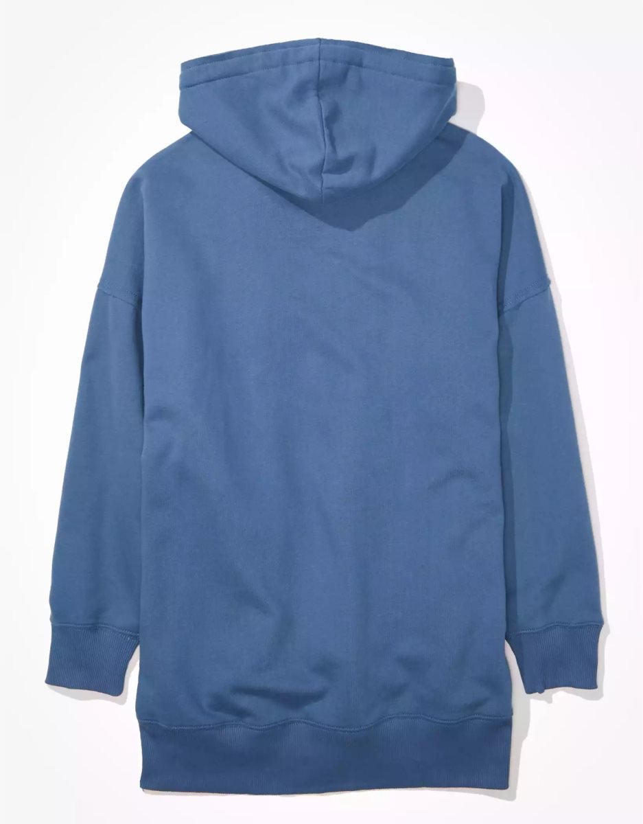 Sweat à Capuche American Eagle AE Oversized Zip-Up Bleu Femme | VOP-33350475